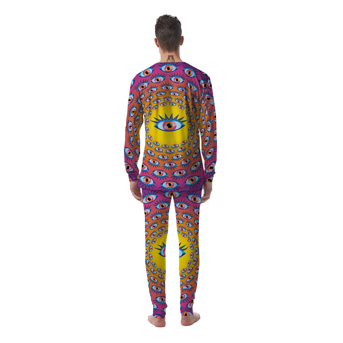 Trippy Psychedelic Eyes Print Men's Pajamas-grizzshop
