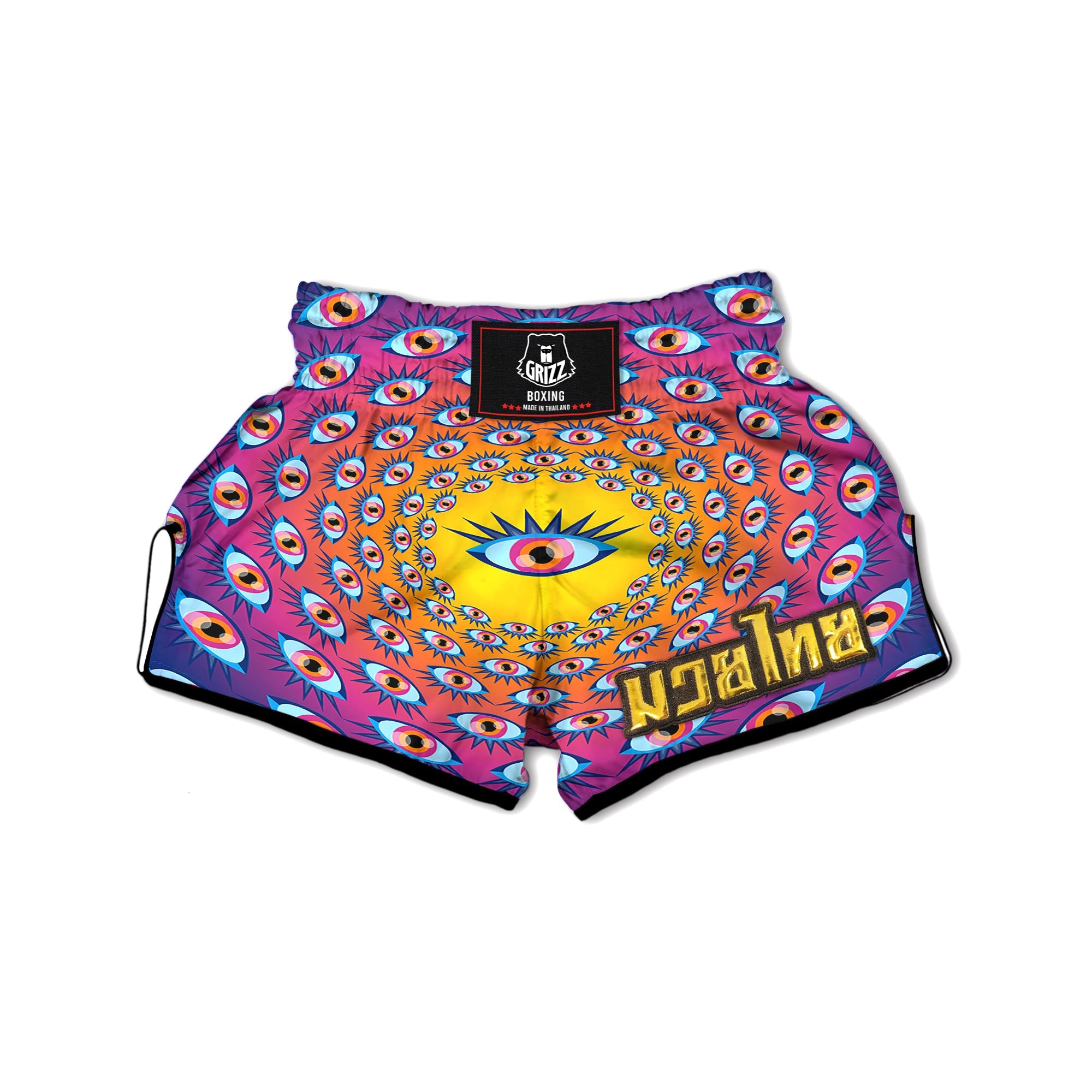 Trippy Psychedelic Eyes Print Muay Thai Boxing Shorts-grizzshop