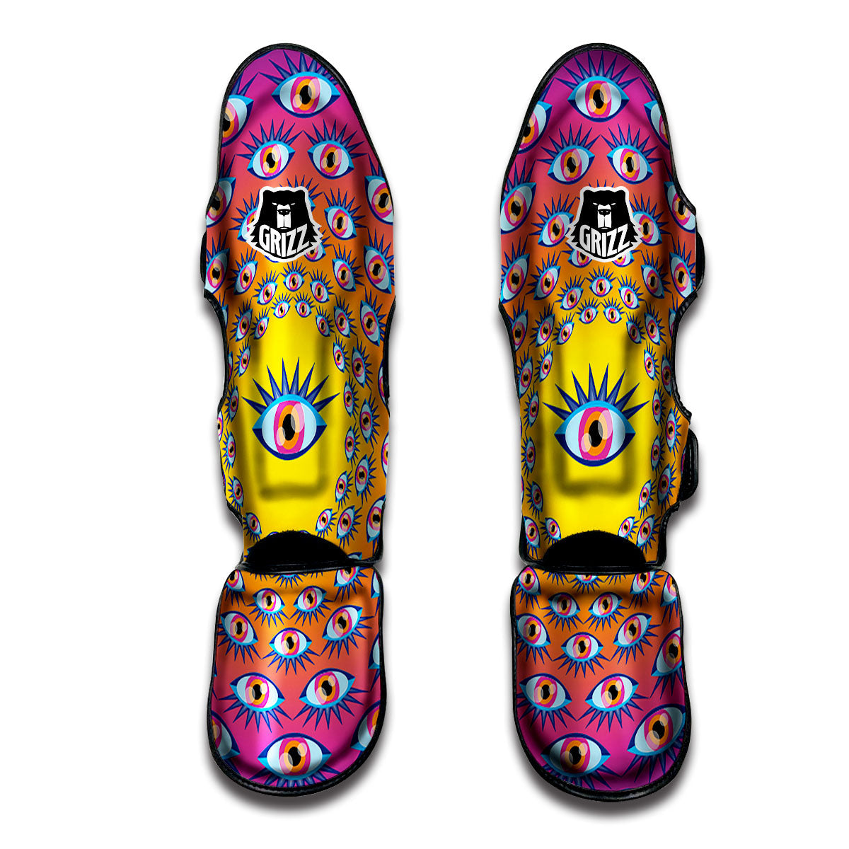 Trippy Psychedelic Eyes Print Muay Thai Shin Guards-grizzshop