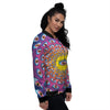 Trippy Psychedelic Eyes Print Women's Bomber Jacket-grizzshop