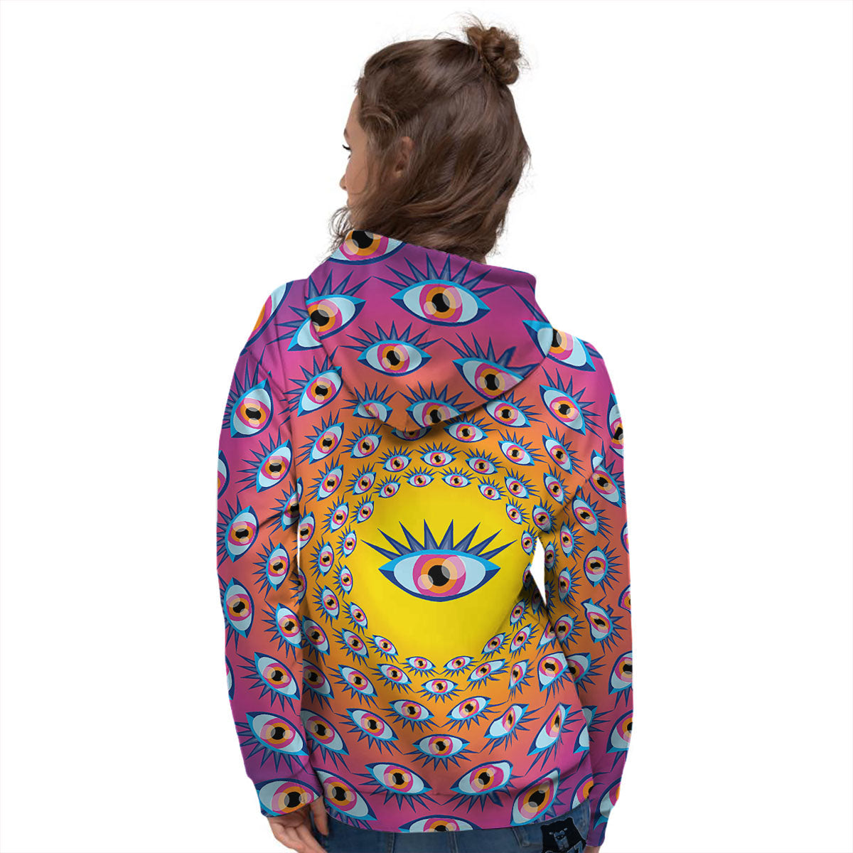 Trippy Psychedelic Eyes Print Women's Hoodie-grizzshop