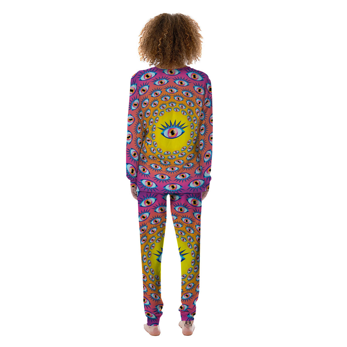 Trippy Psychedelic Eyes Print Women's Pajamas-grizzshop