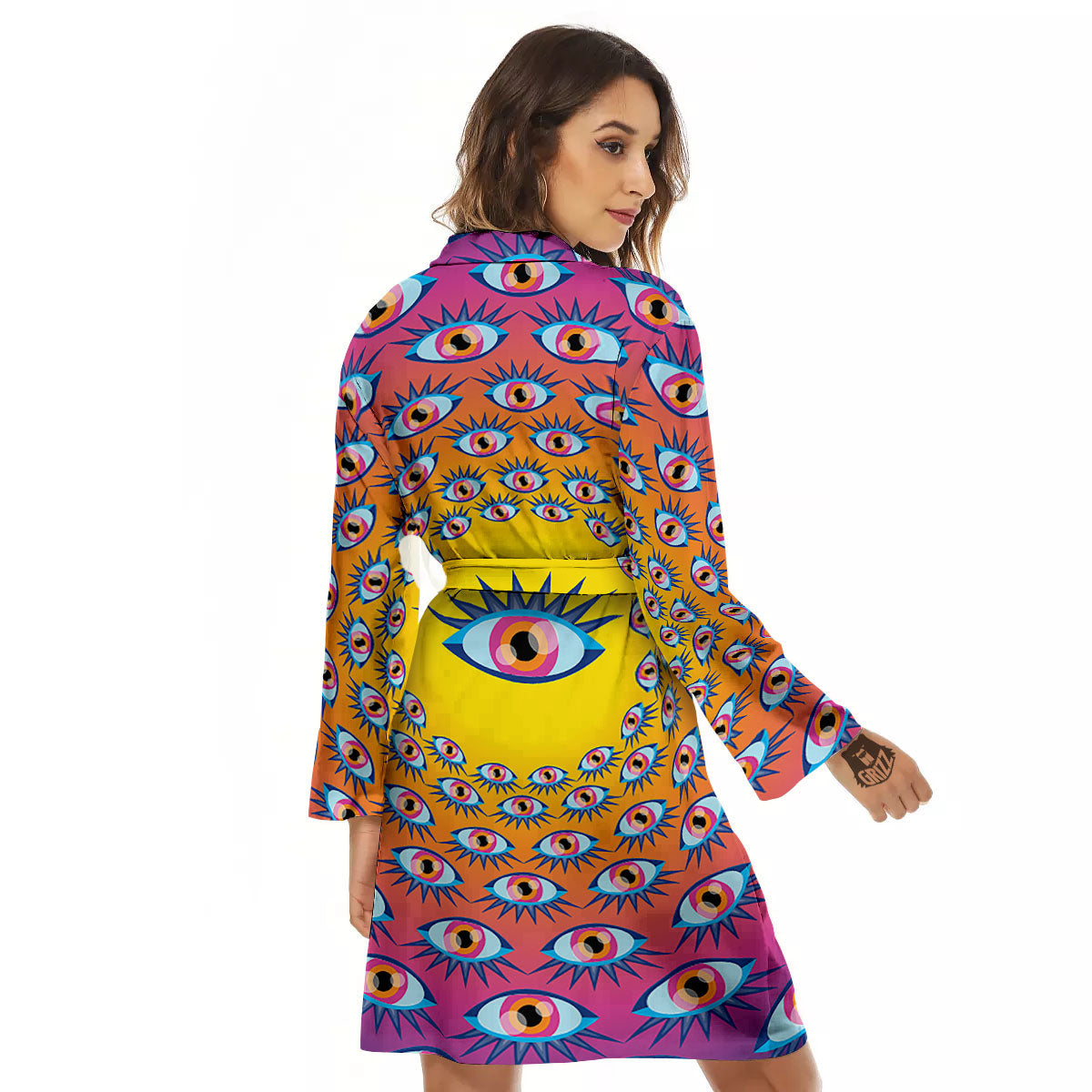 Trippy Psychedelic Eyes Print Women's Robe-grizzshop