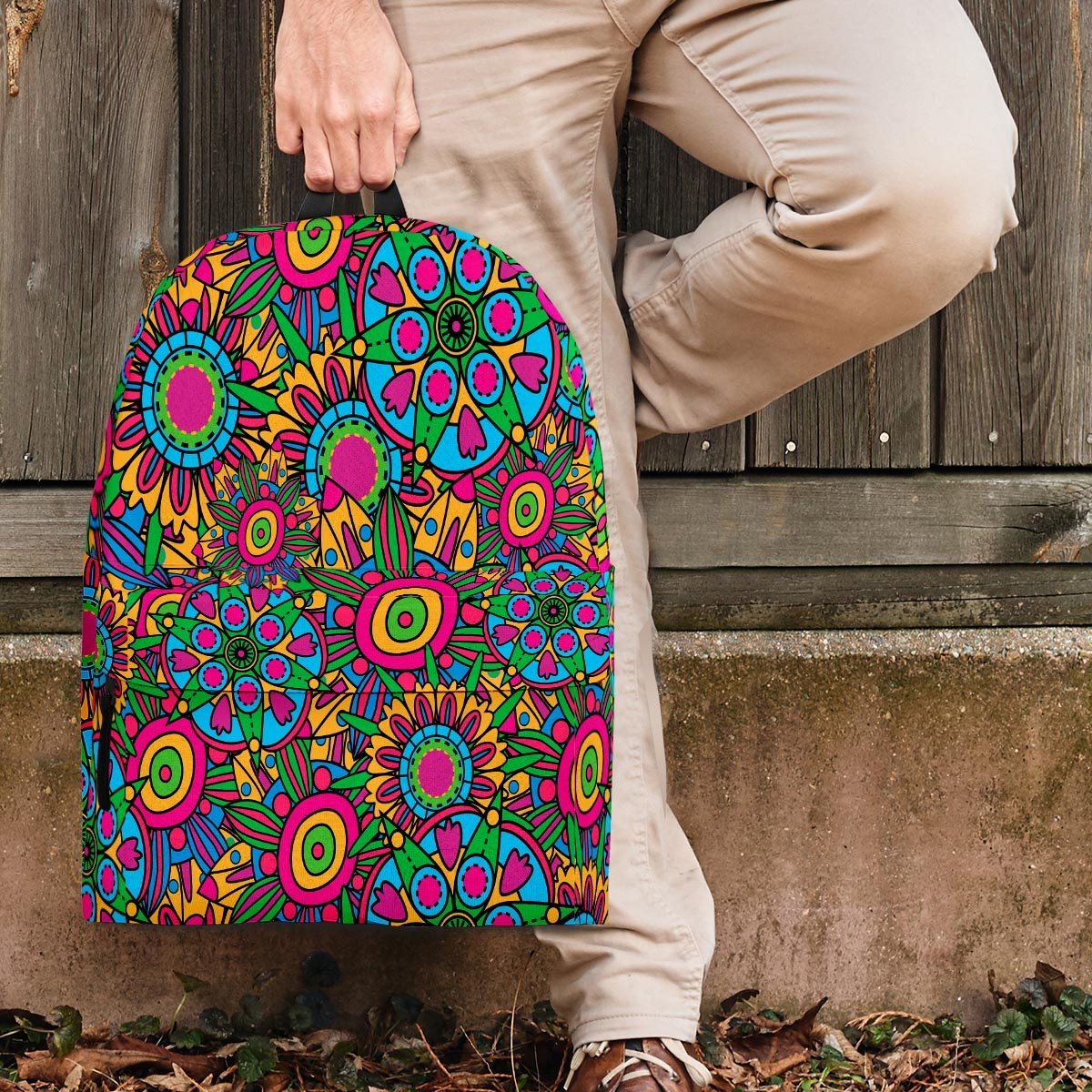 Trippy Psychedelic Floral Backpack-grizzshop