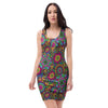 Trippy Psychedelic Floral Bodycon Dress-grizzshop