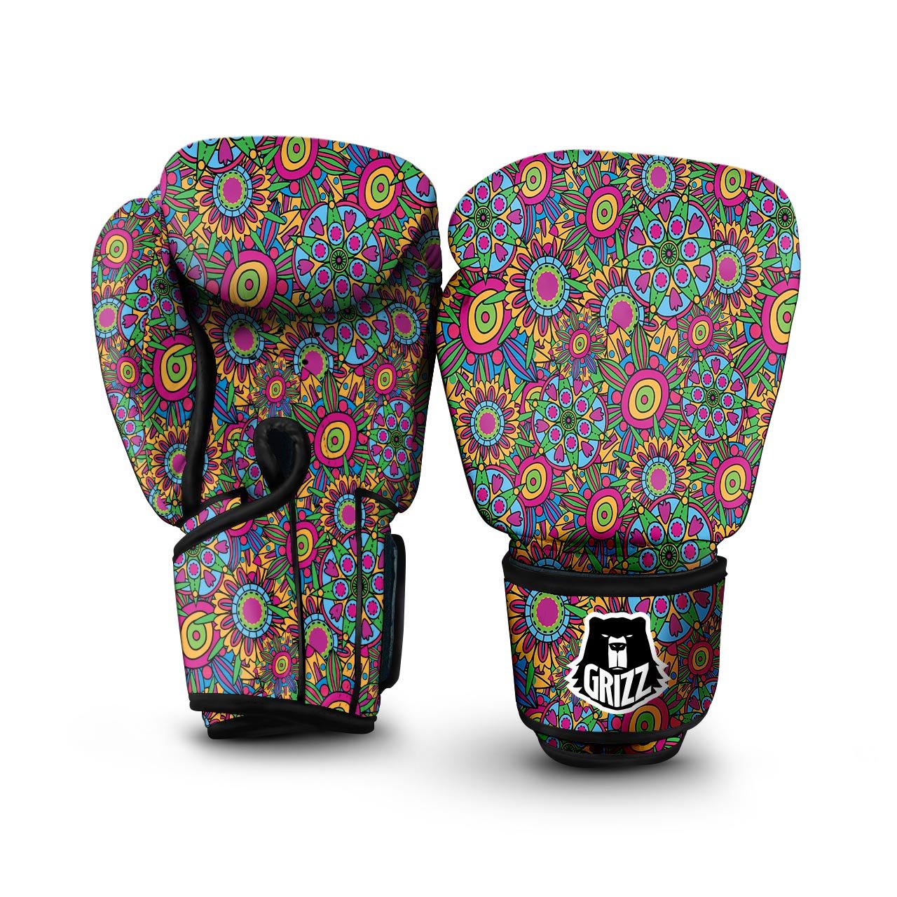 Trippy Psychedelic Floral Boxing Gloves-grizzshop
