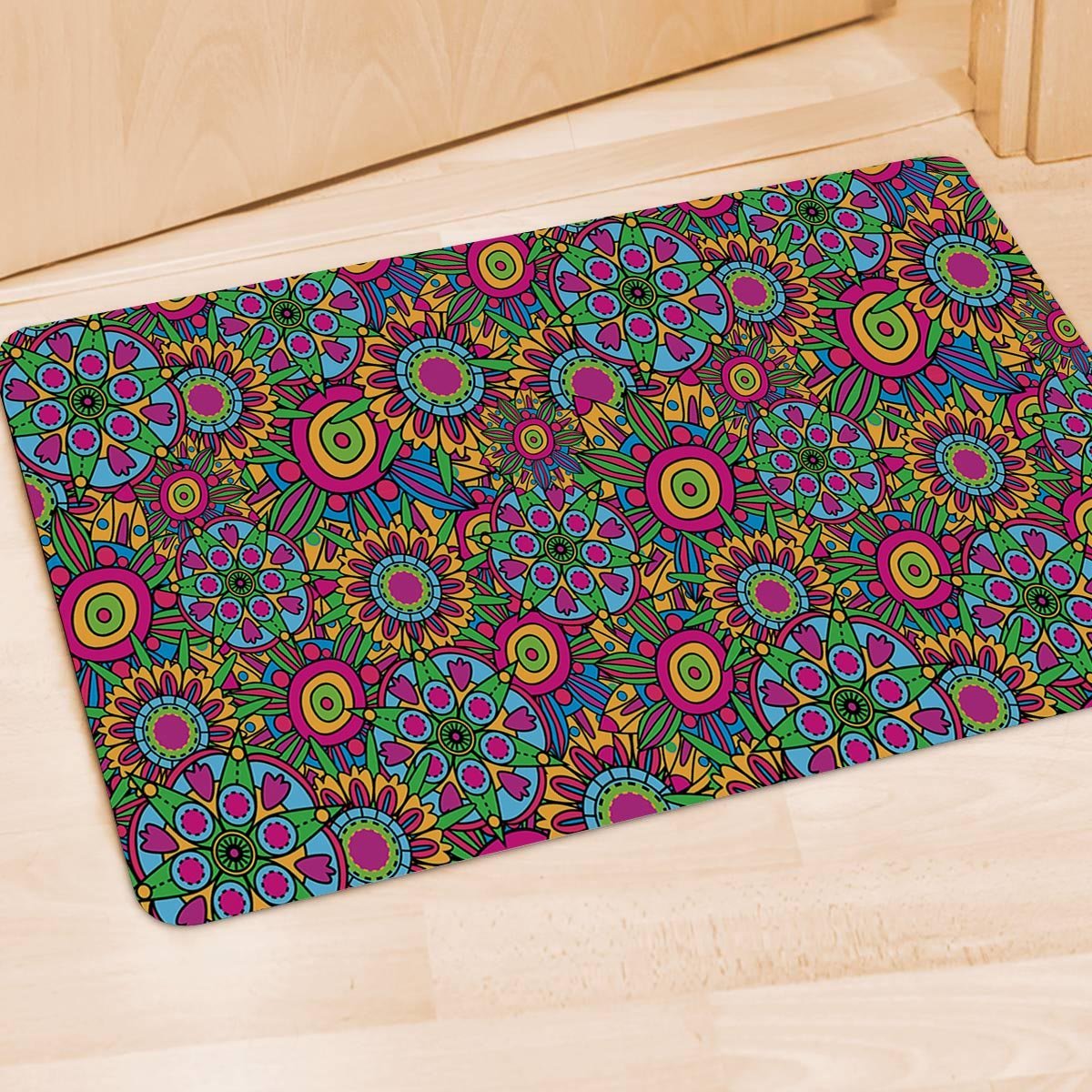 Trippy Psychedelic Floral Door Mat-grizzshop