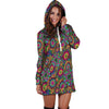 Trippy Psychedelic Floral Hoodie Dress-grizzshop