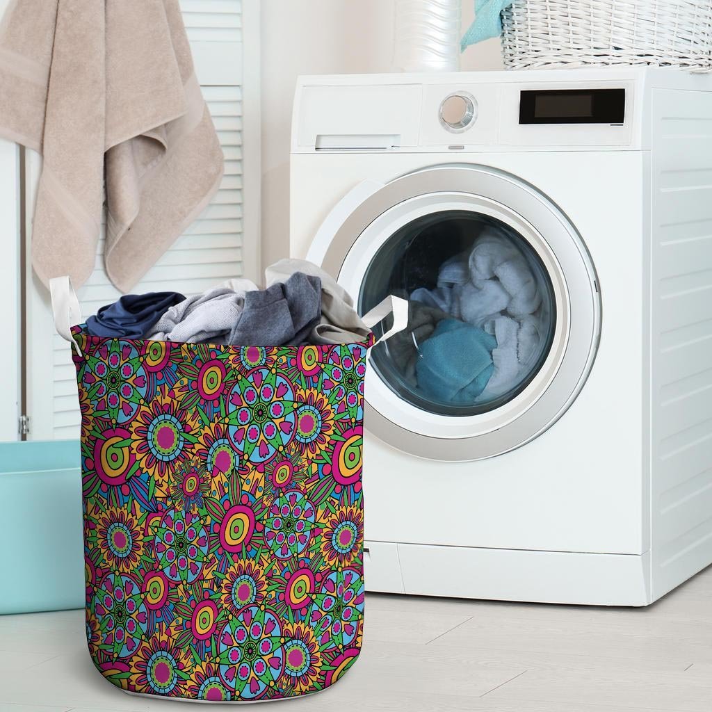 Trippy Psychedelic Floral Laundry Basket-grizzshop