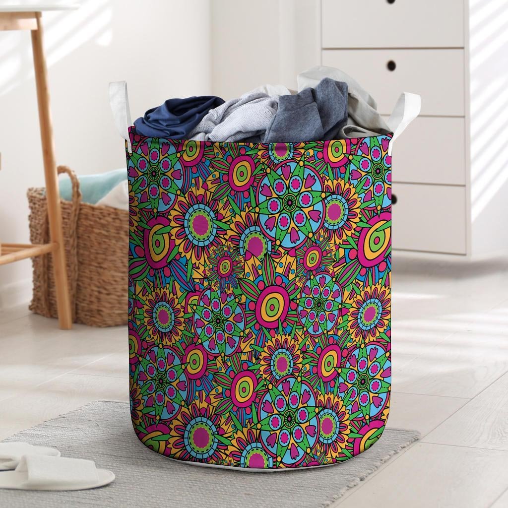 Trippy Psychedelic Floral Laundry Basket-grizzshop