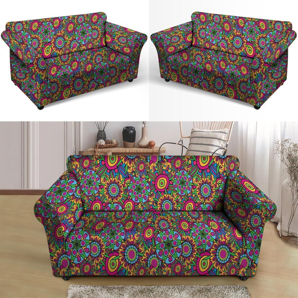 Trippy Psychedelic Floral Loveseat Cover-grizzshop