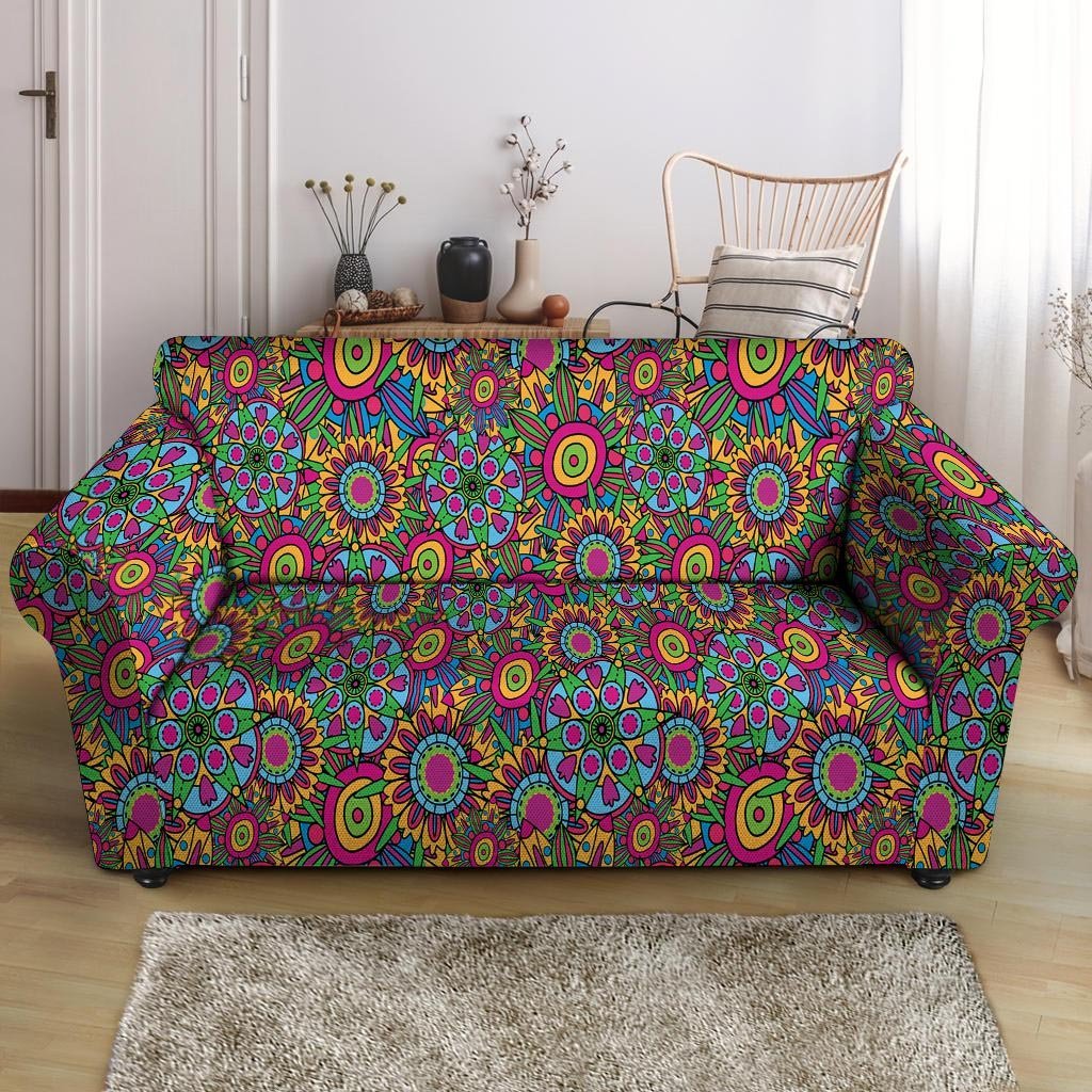 Trippy Psychedelic Floral Loveseat Cover-grizzshop