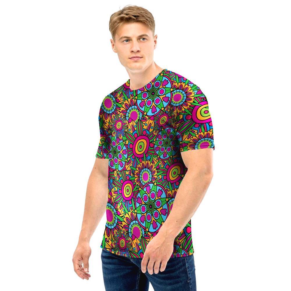 Trippy Psychedelic Floral Men T Shirt-grizzshop