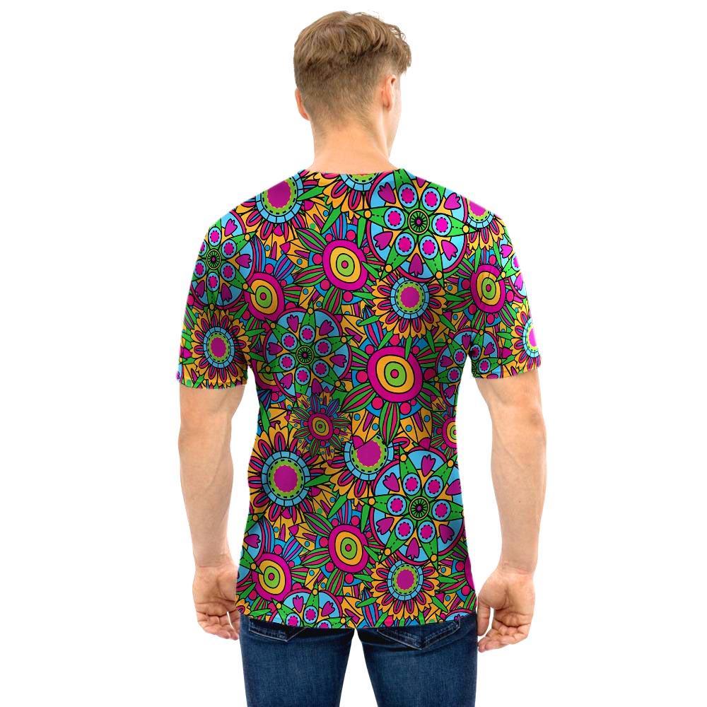 Trippy Psychedelic Floral Men T Shirt-grizzshop