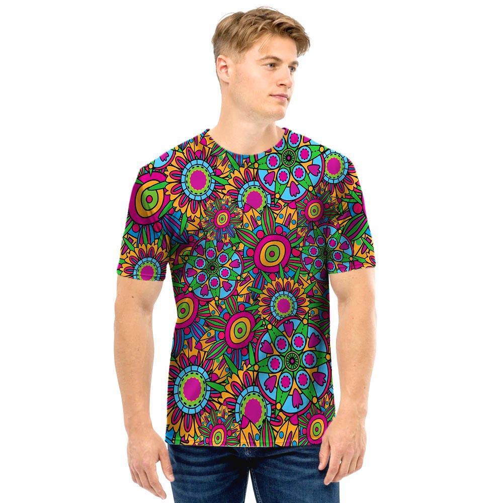 Trippy Psychedelic Floral Men T Shirt-grizzshop