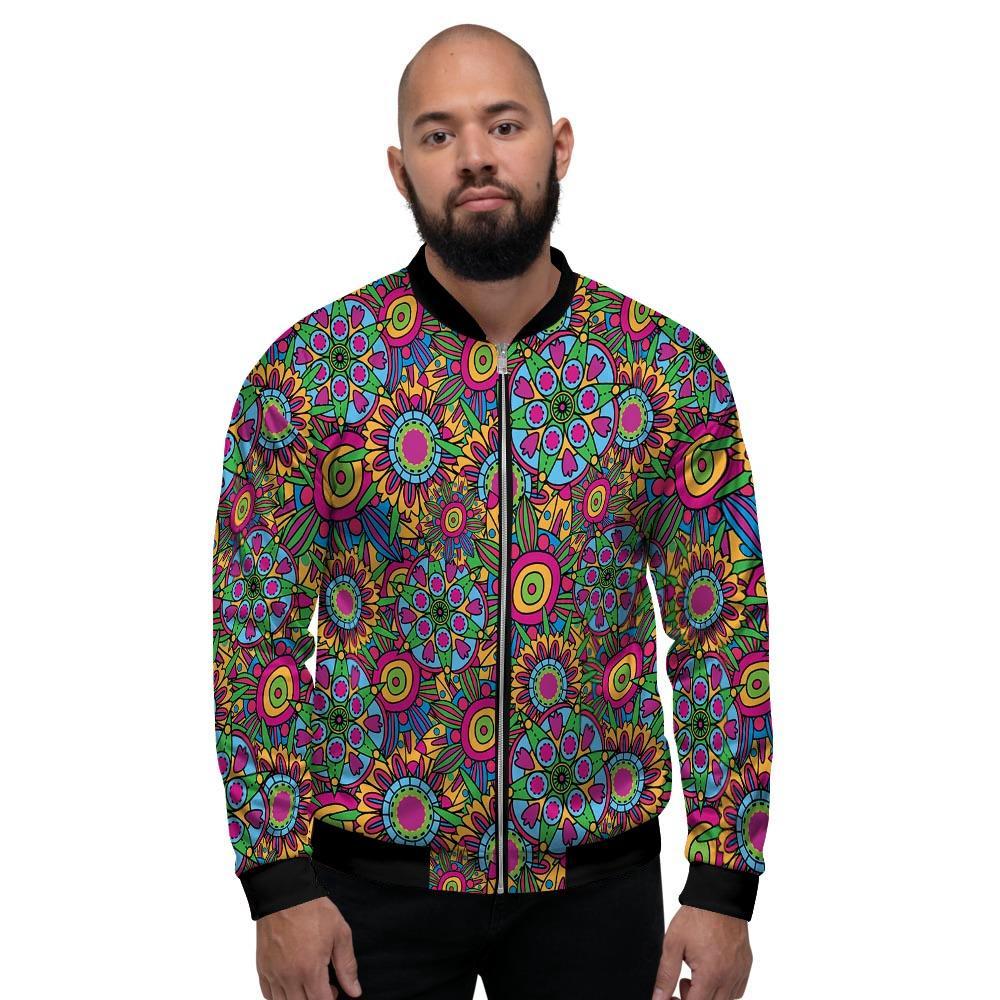 Trippy Psychedelic Floral Men's Bomber Jacket-grizzshop