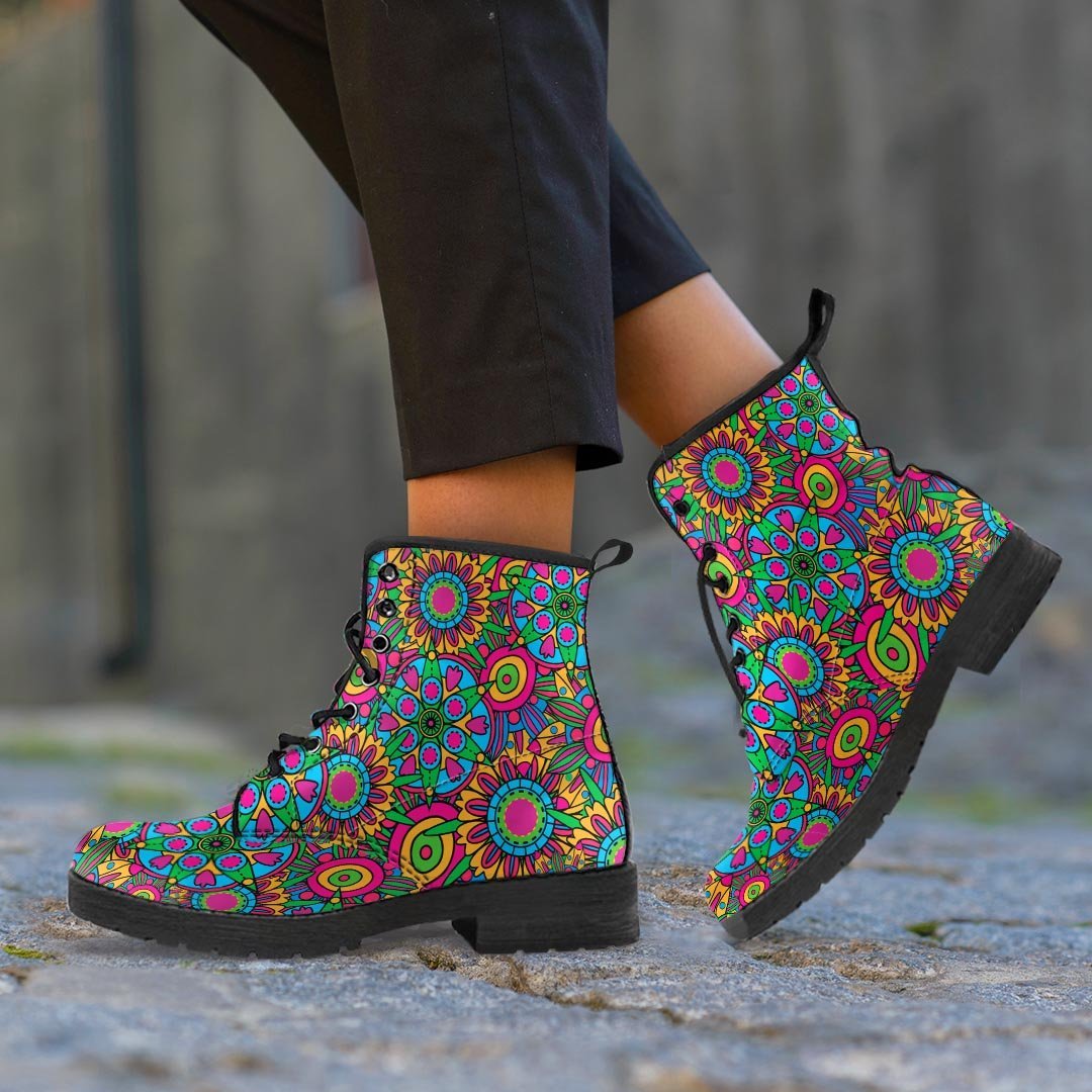 Trippy Psychedelic Floral Men's Boots-grizzshop