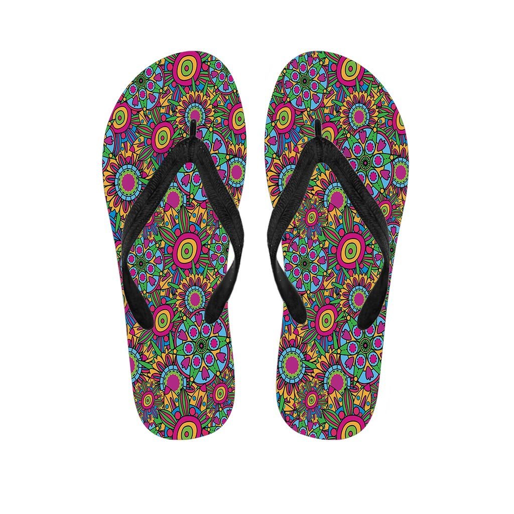 Trippy Psychedelic Floral Men's Flip Flops-grizzshop