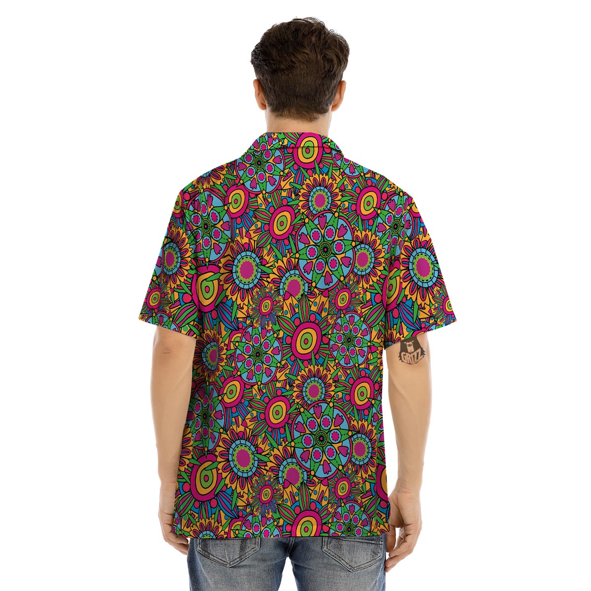 Trippy Psychedelic Floral Men’s Hawaiian Shirt-grizzshop