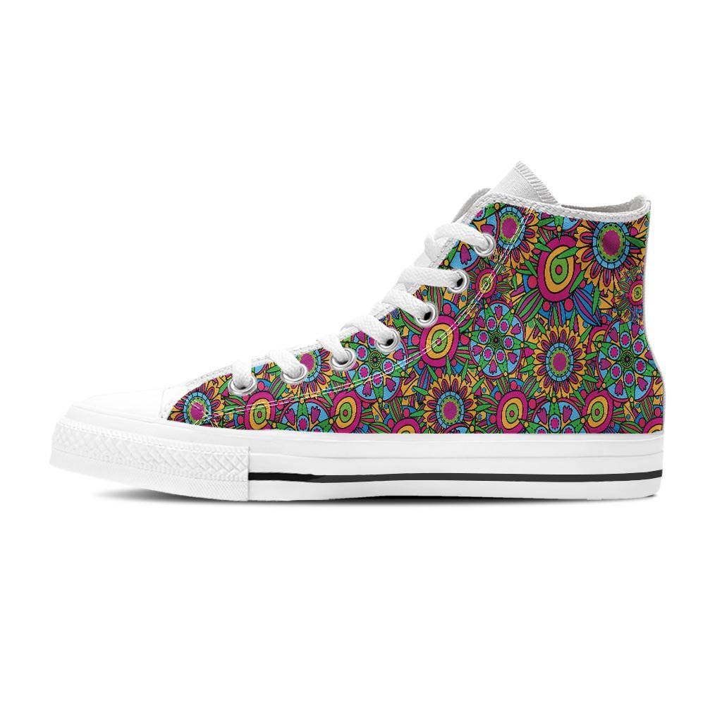 Trippy Psychedelic Floral Men's High Top Shoes-grizzshop