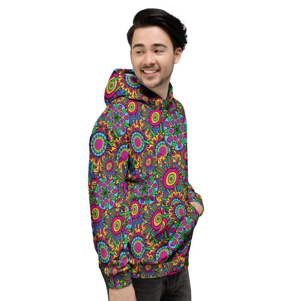 Trippy Psychedelic Floral Men's Hoodie-grizzshop