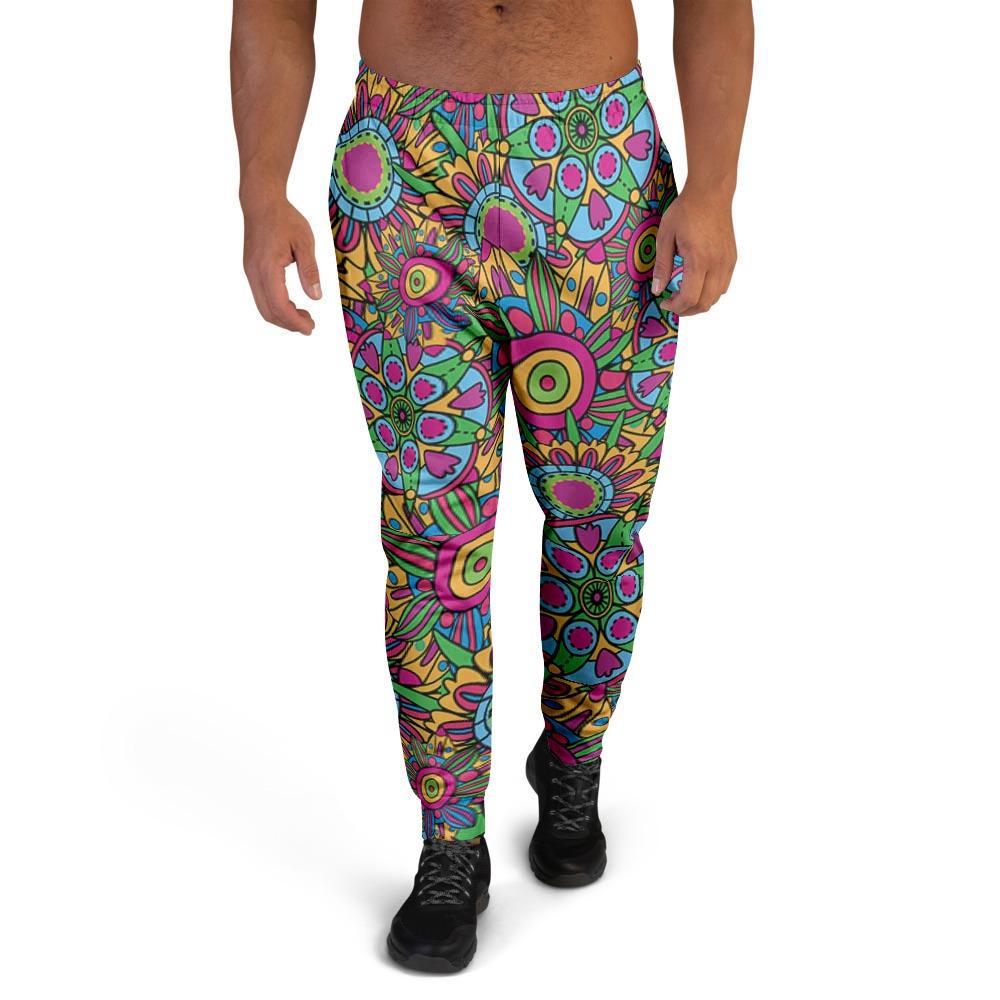 Trippy Psychedelic Floral Men's Joggers-grizzshop