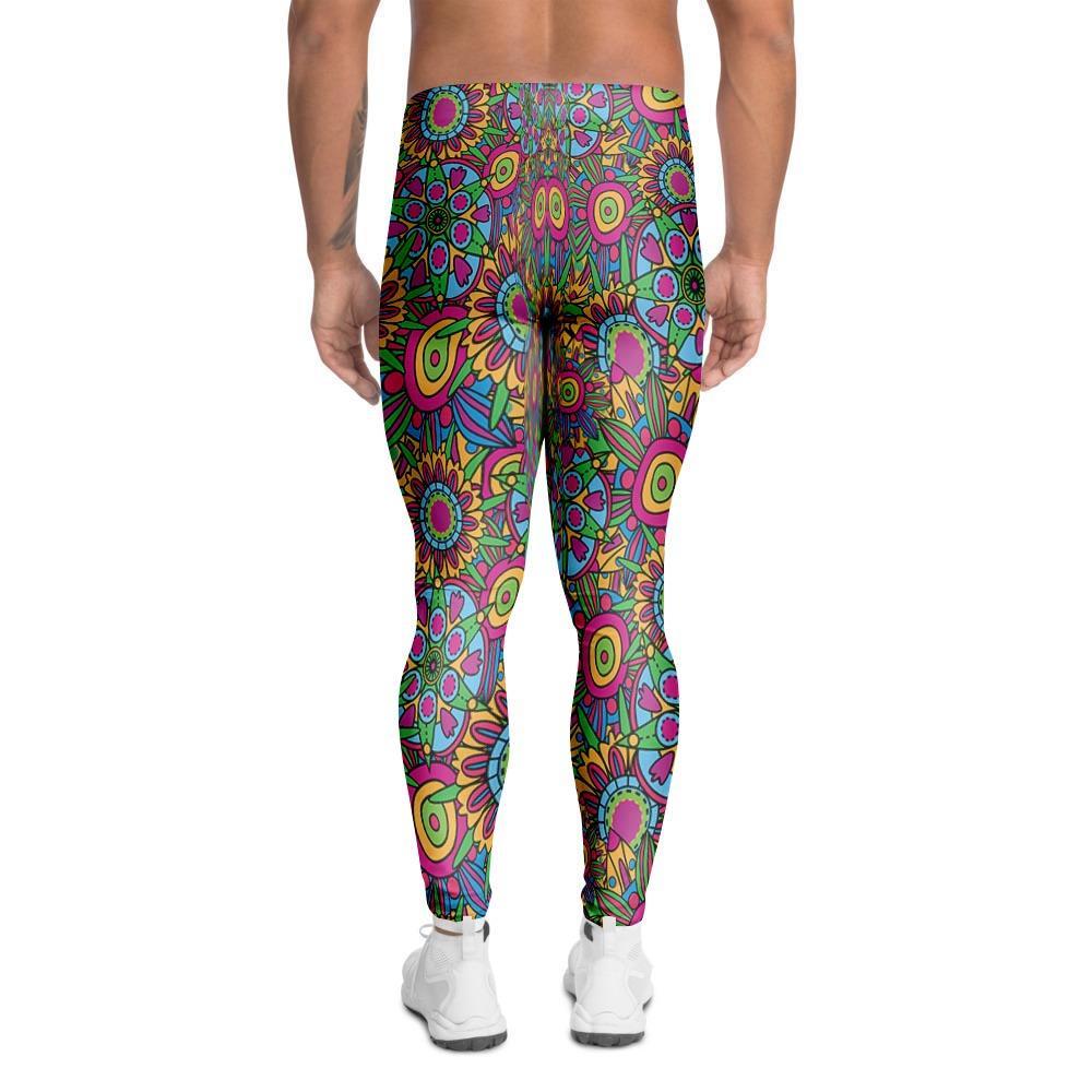 Trippy Psychedelic Floral Men's Leggings-grizzshop