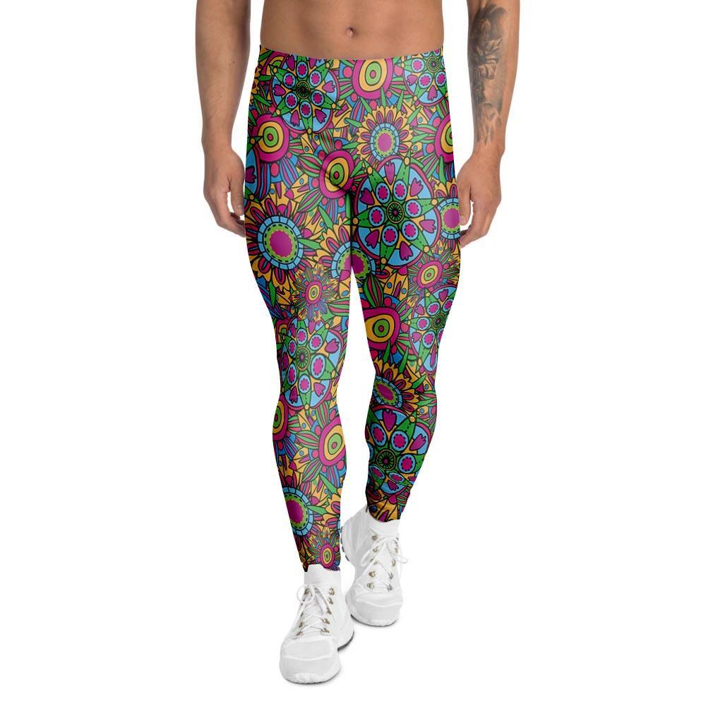 Trippy Psychedelic Floral Men's Leggings-grizzshop