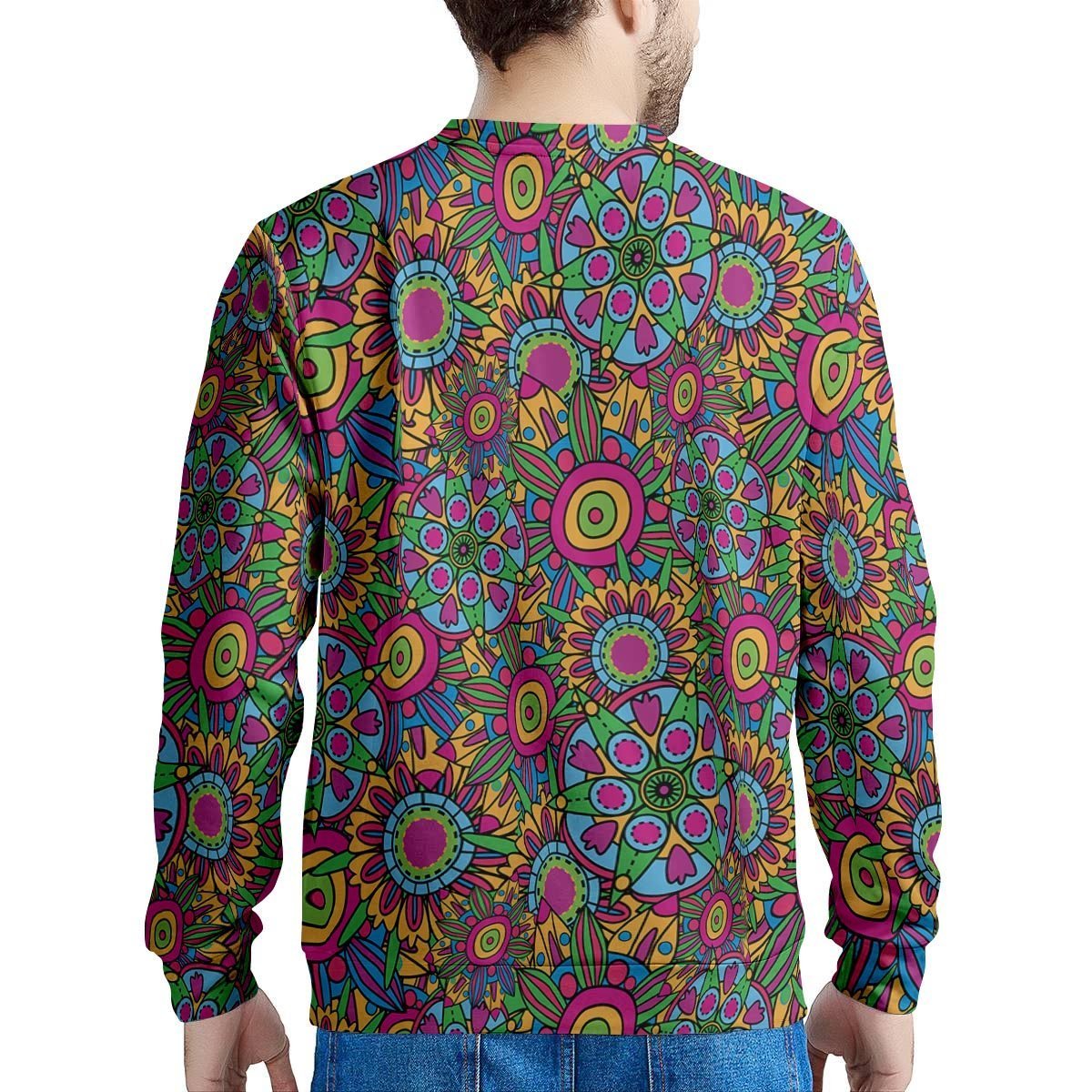 Trippy Psychedelic Floral Men's Sweatshirt-grizzshop