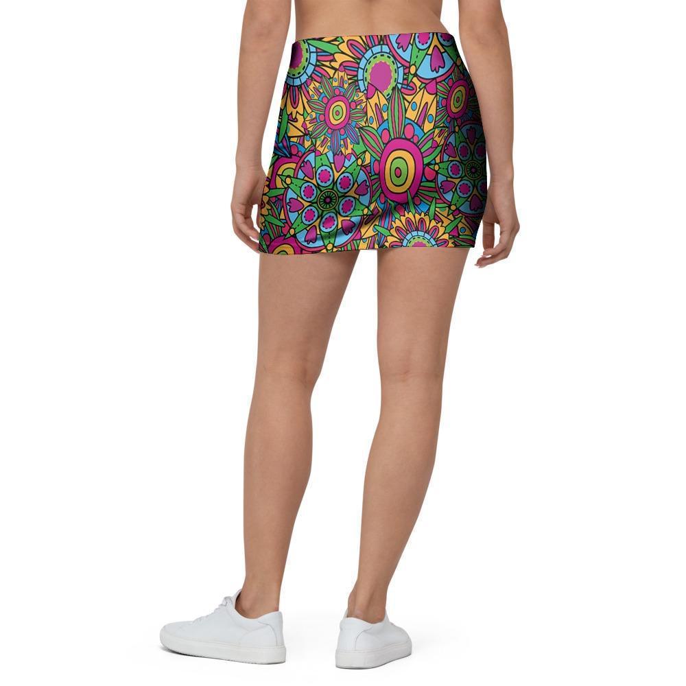 Trippy Psychedelic Floral Mini Skirt-grizzshop