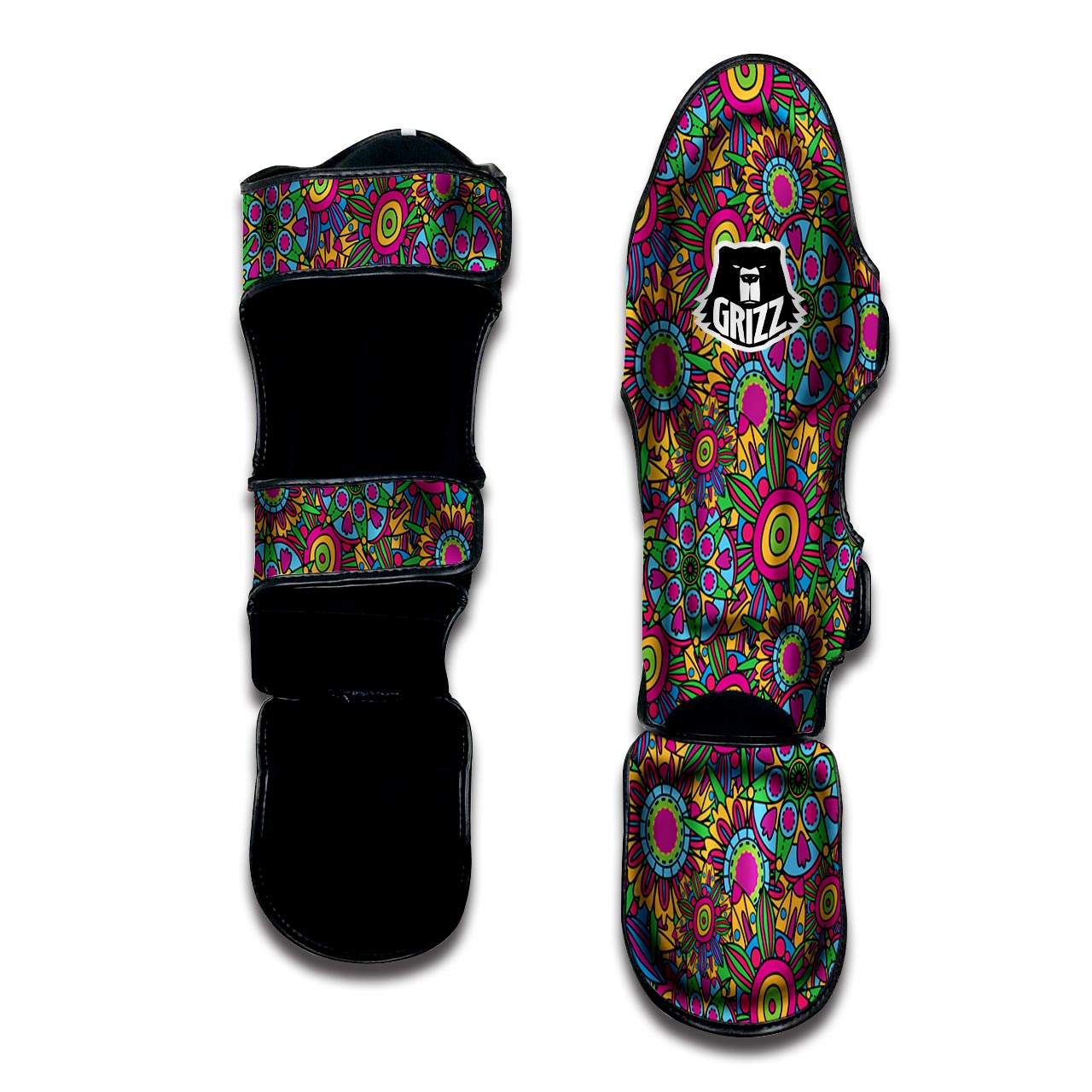 Trippy Psychedelic Floral Muay Thai Shin Guard-grizzshop