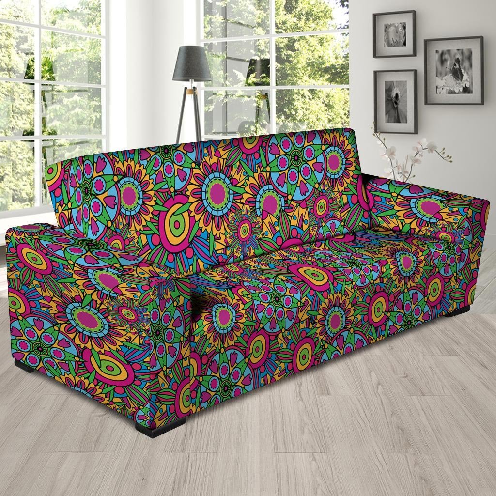 Trippy Psychedelic Floral Sofa Cover-grizzshop