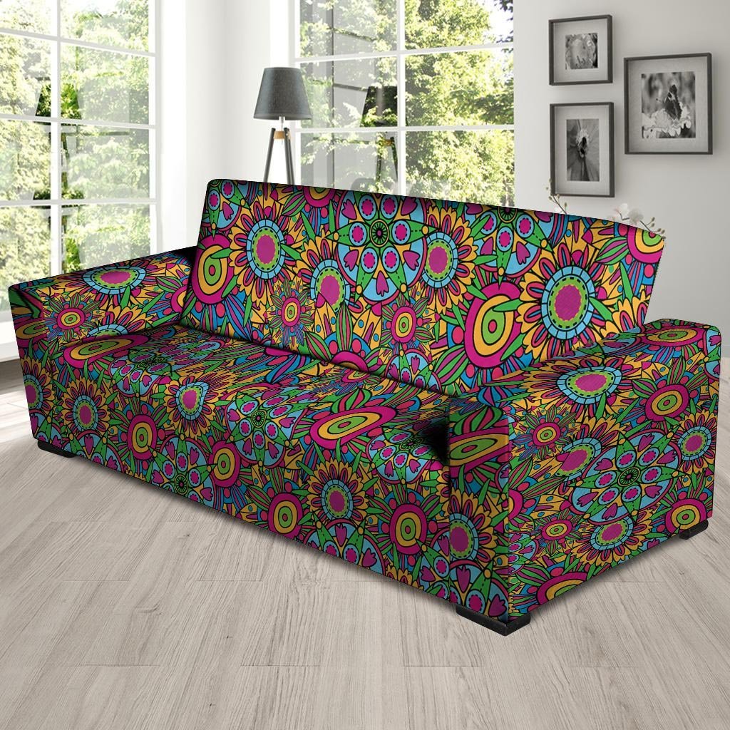 Trippy Psychedelic Floral Sofa Cover-grizzshop