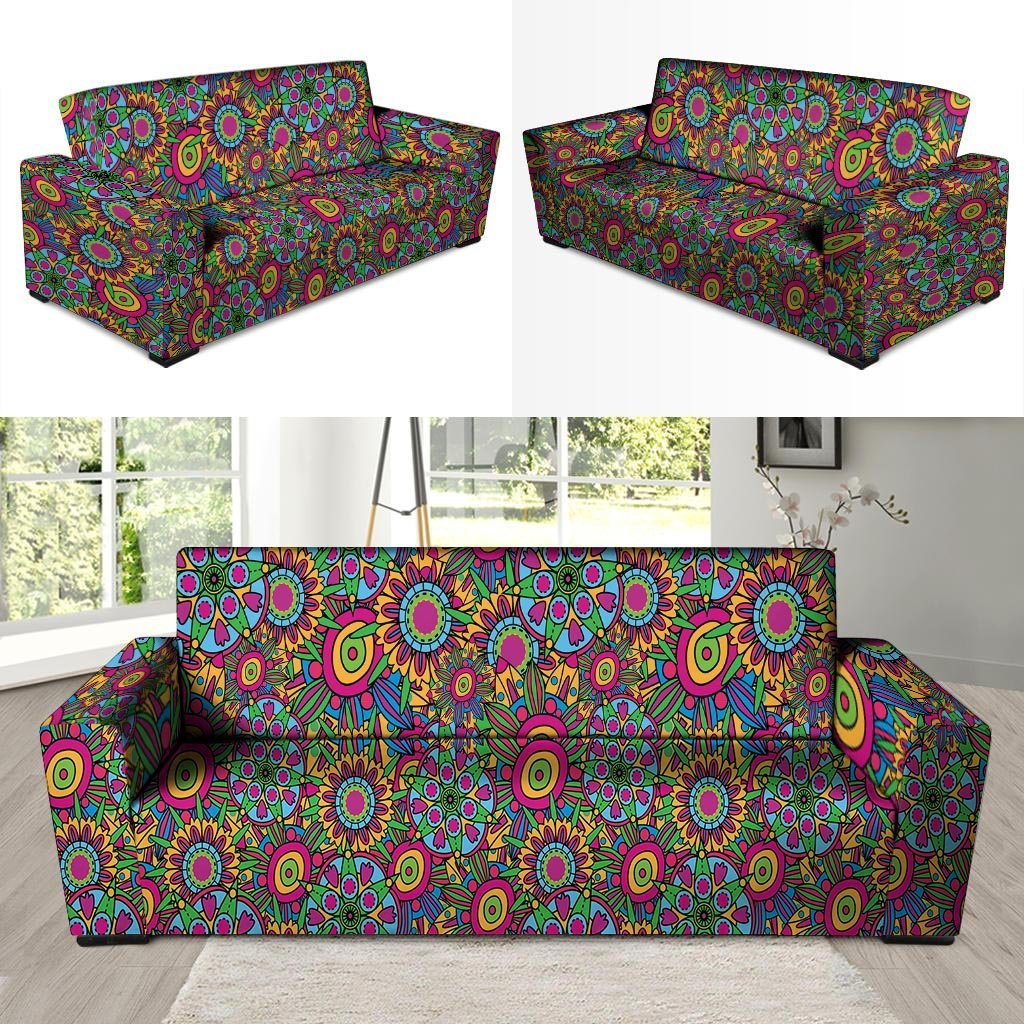 Trippy Psychedelic Floral Sofa Cover-grizzshop