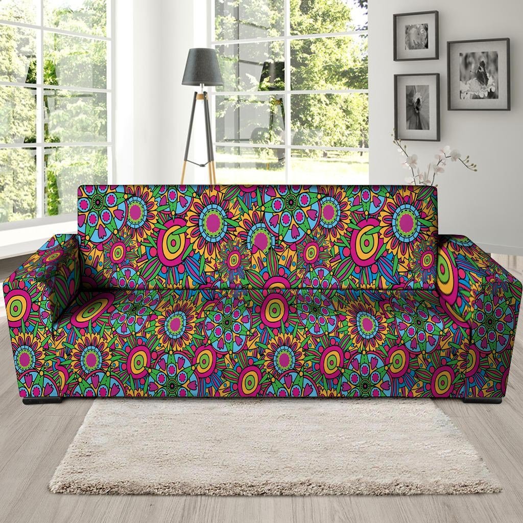 Trippy Psychedelic Floral Sofa Cover-grizzshop