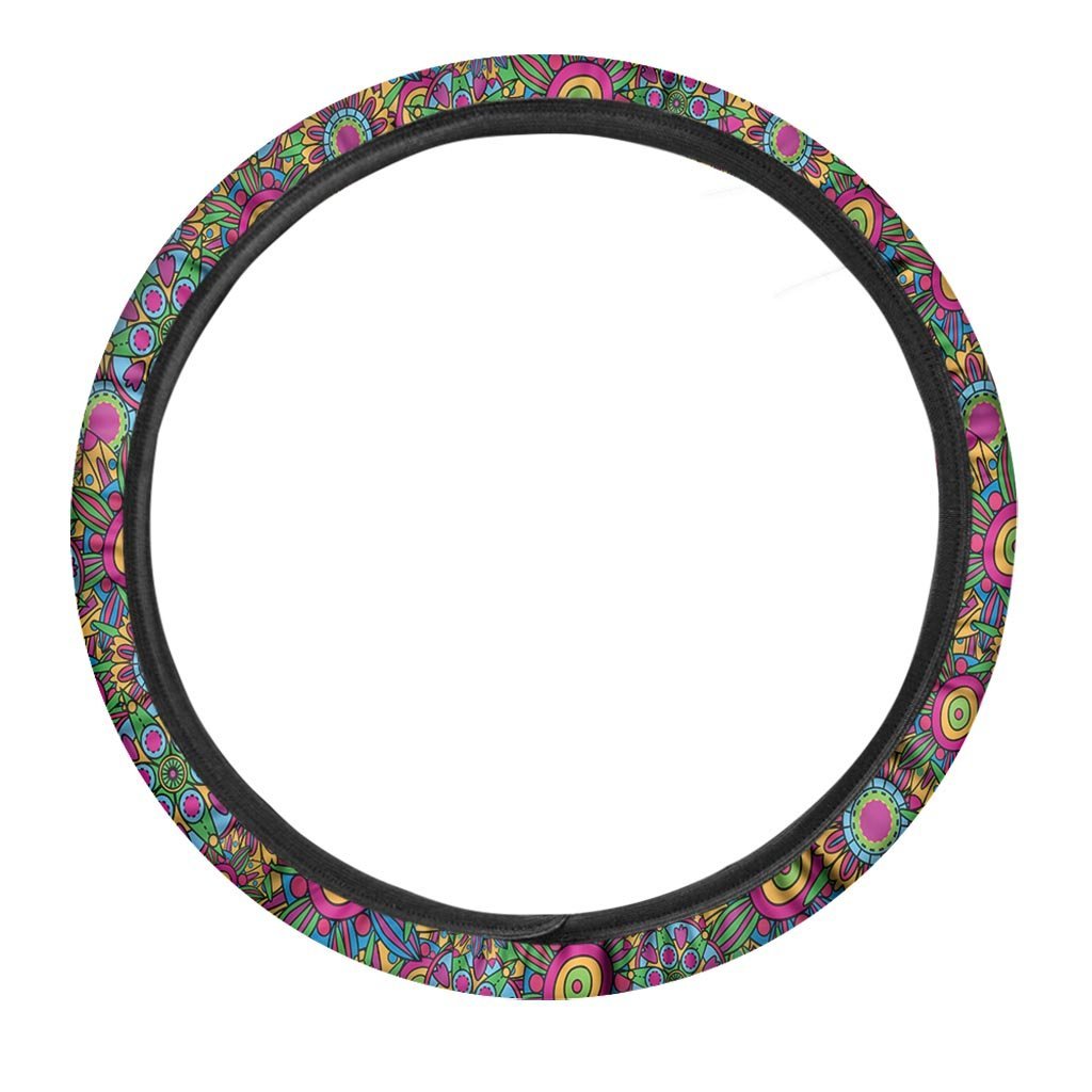 Trippy Psychedelic Floral Steering Wheel Cover-grizzshop