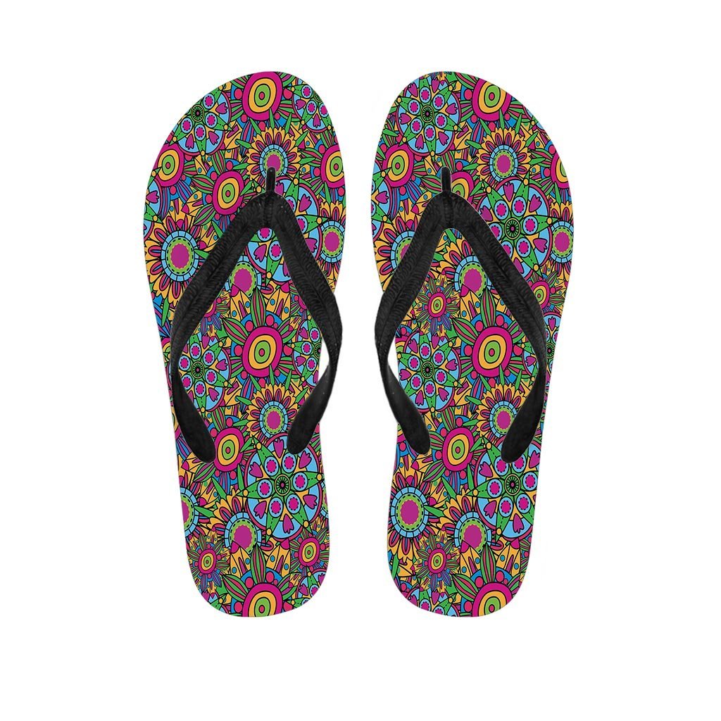 Trippy Psychedelic Floral Women's Flip Flops-grizzshop