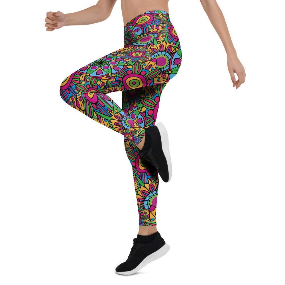 Trippy Psychedelic Floral Women's Leggings-grizzshop