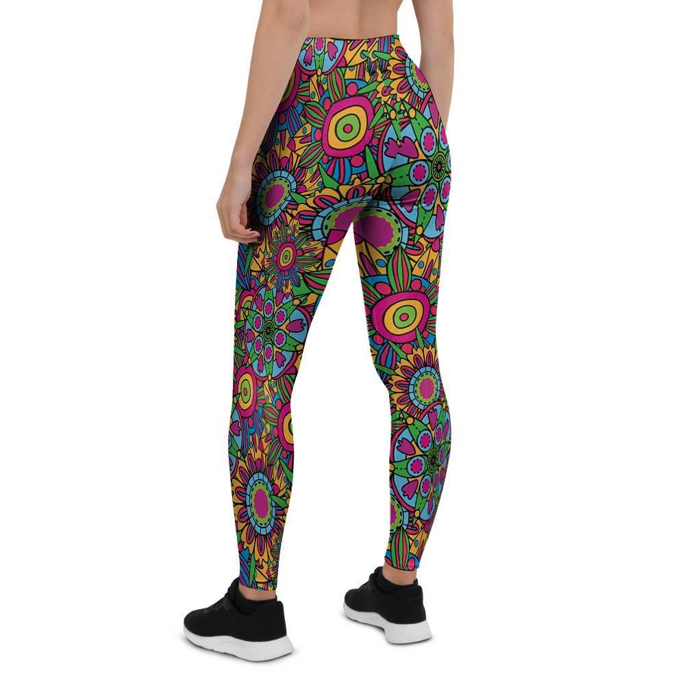 Trippy Psychedelic Floral Women's Leggings-grizzshop