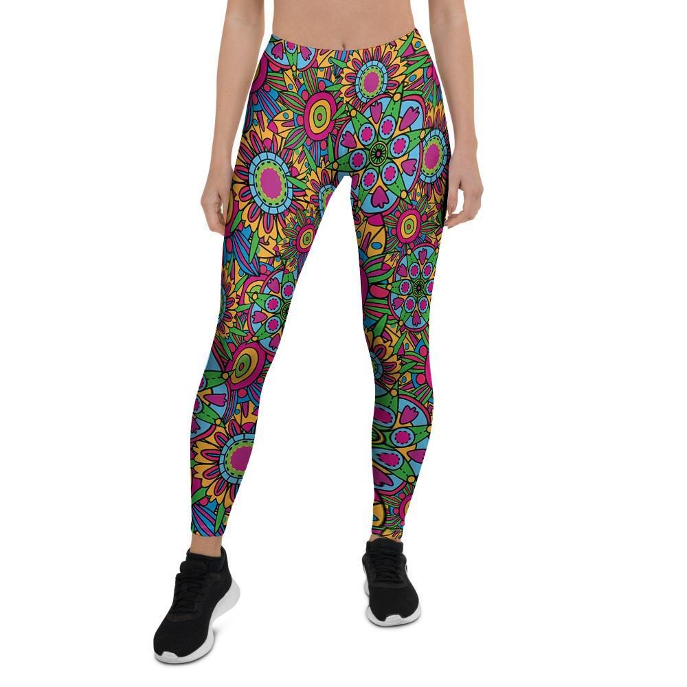 Trippy Psychedelic Floral Women's Leggings-grizzshop