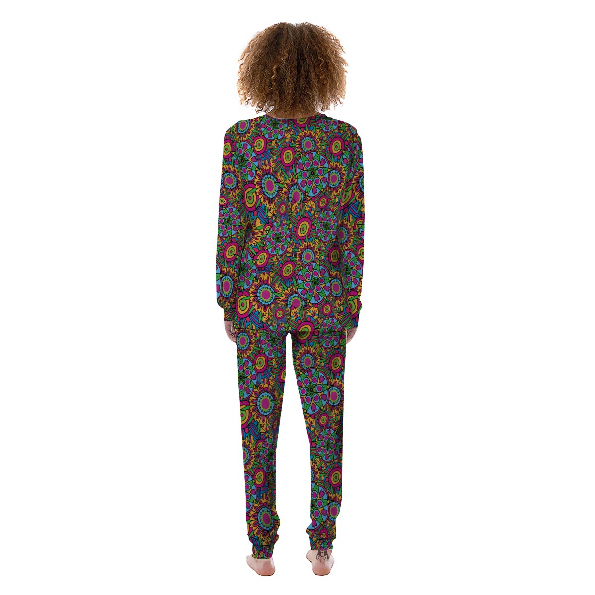 Trippy Psychedelic Floral Women's Pajamas-grizzshop