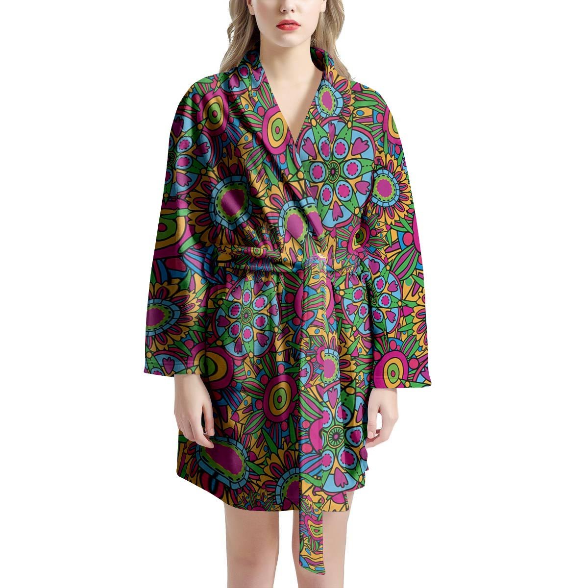Trippy Psychedelic Floral Women's Robe-grizzshop