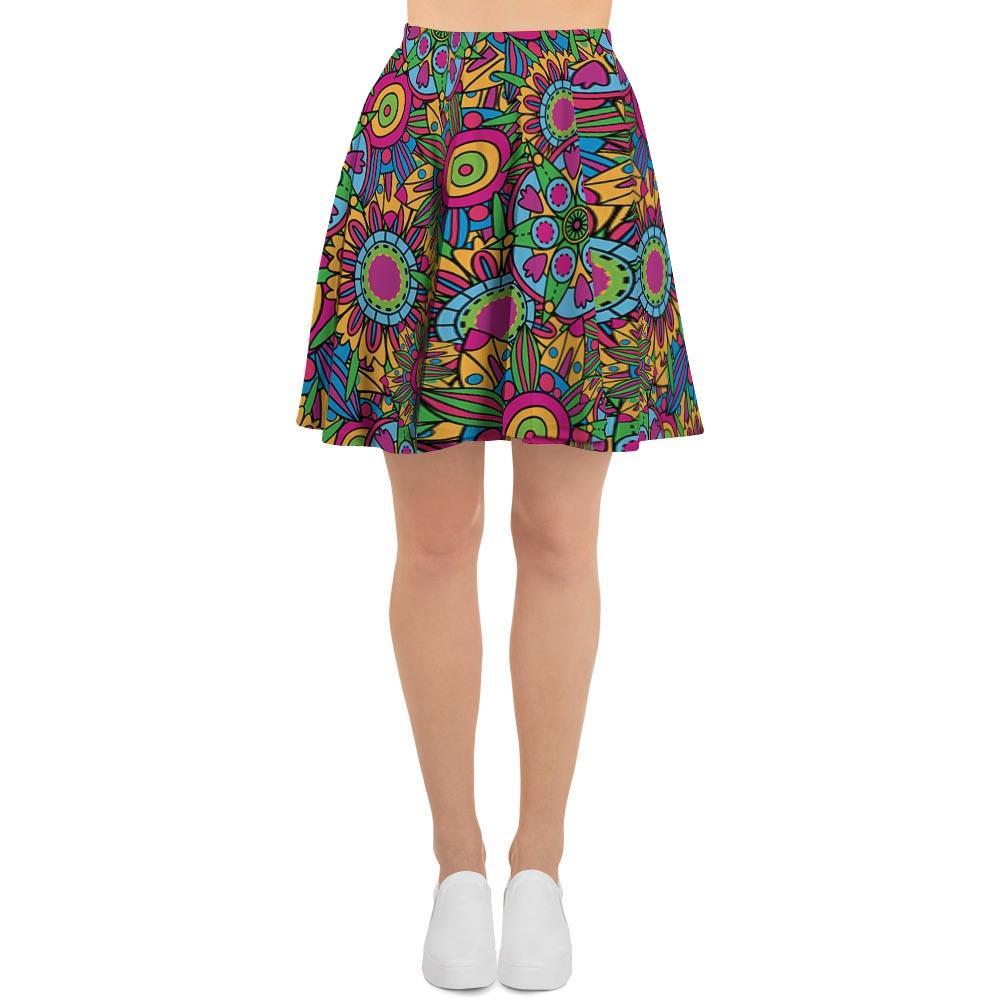 Trippy Psychedelic Floral Women's Skirt-grizzshop