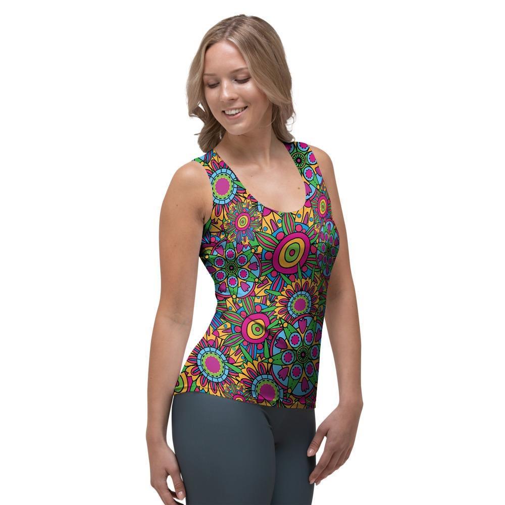 Trippy Psychedelic Floral Women's Tank Top-grizzshop