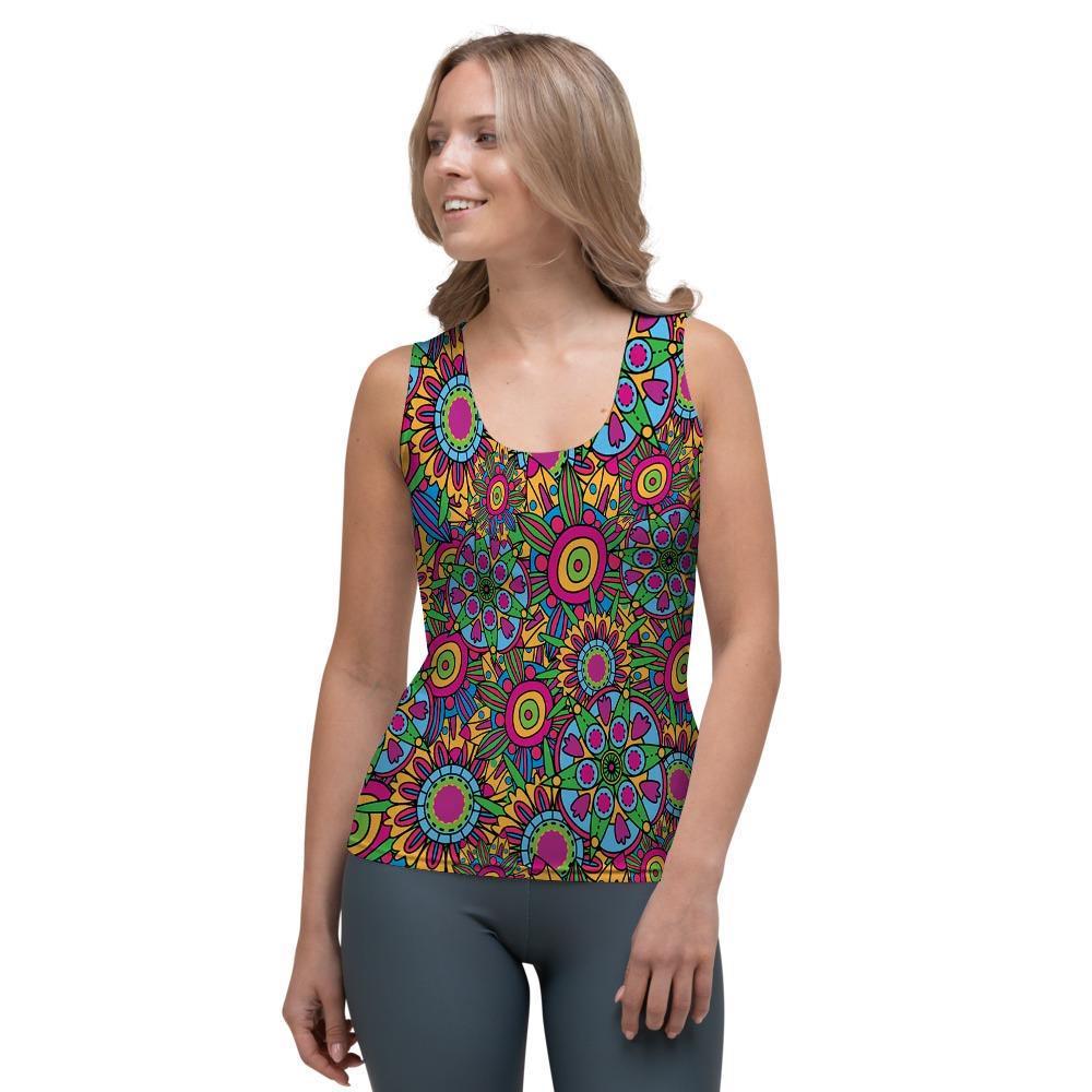 Trippy Psychedelic Floral Women's Tank Top-grizzshop