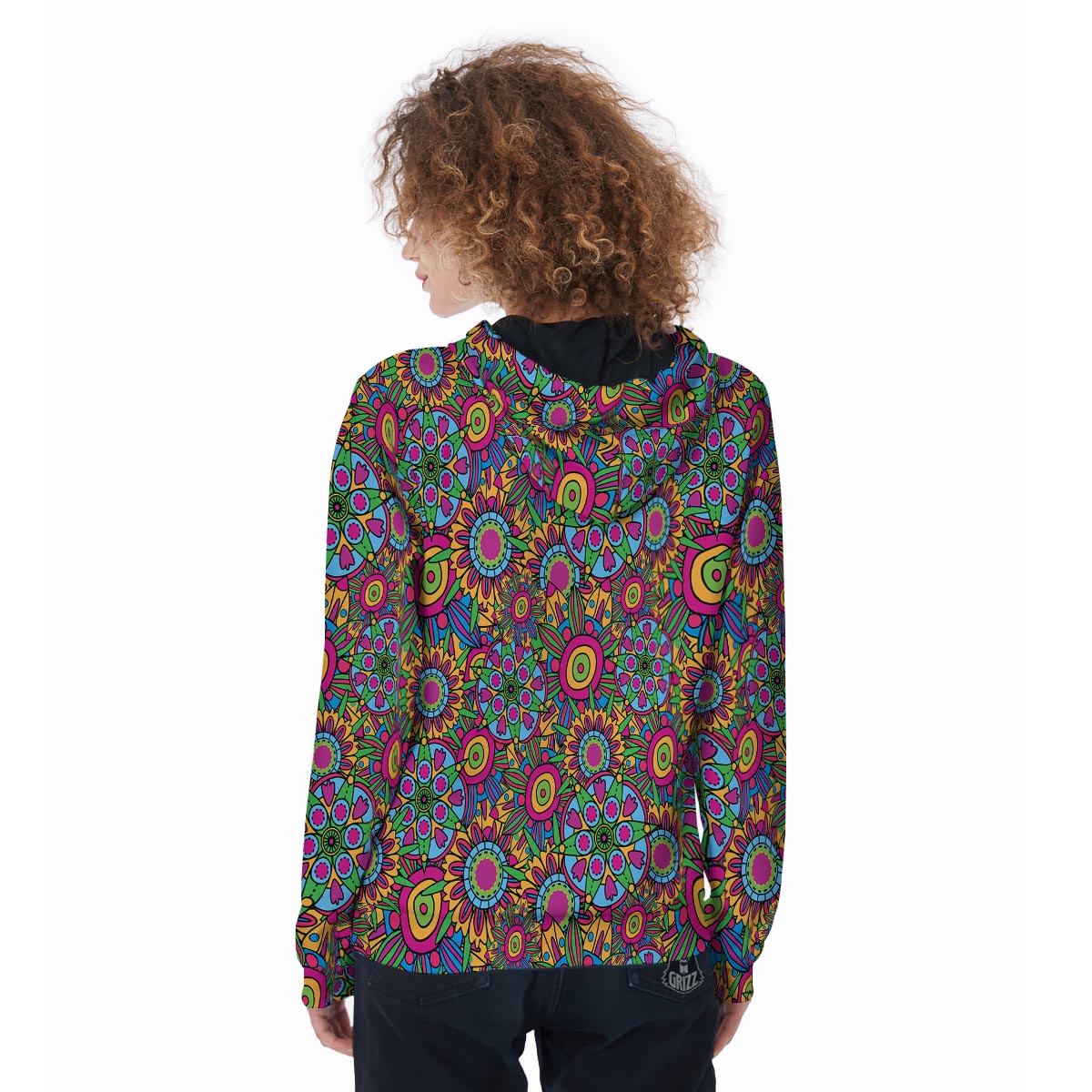 Trippy Psychedelic Floral Women's Zip Up Hoodie-grizzshop