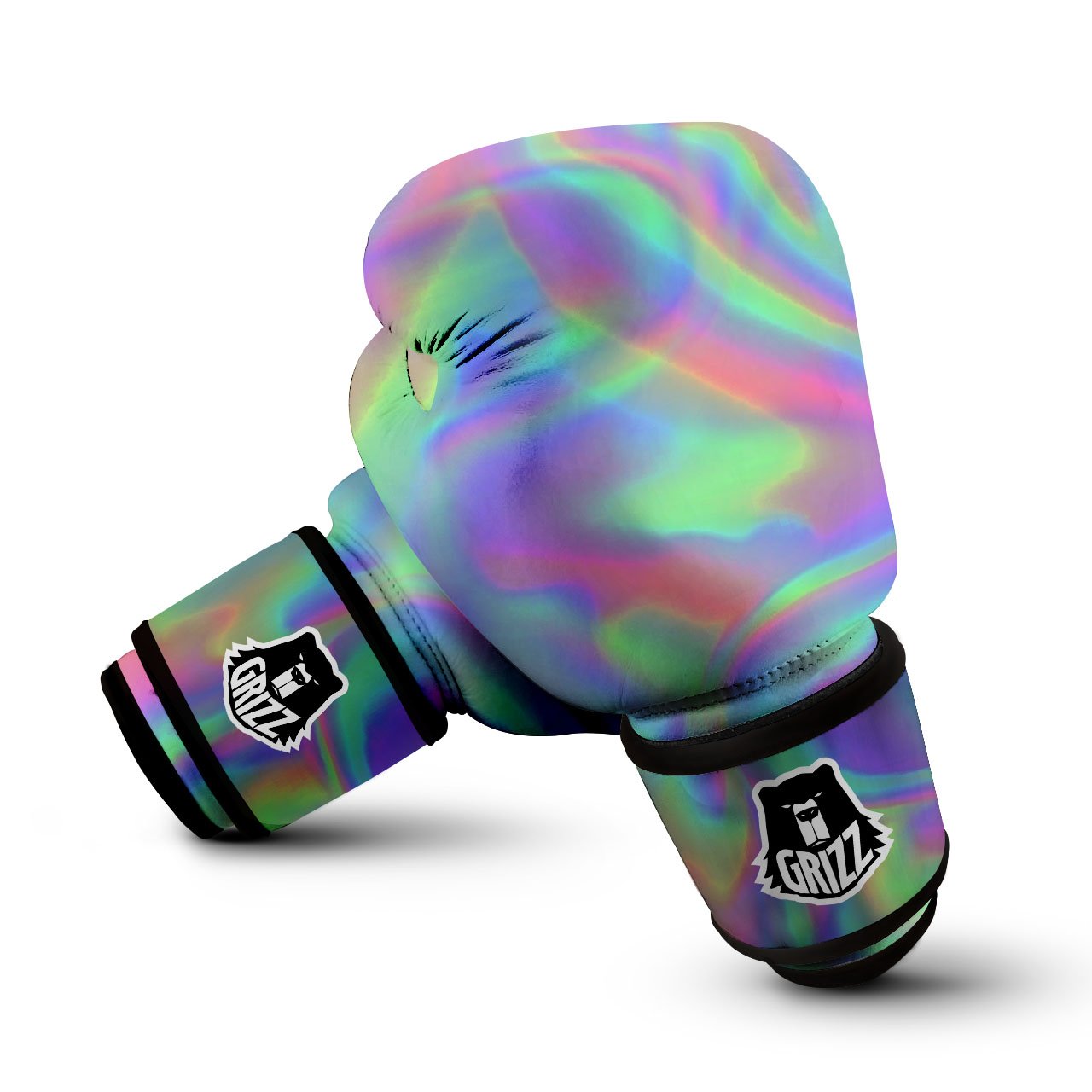 Trippy Psychedelic Holographic Print Boxing Gloves-grizzshop
