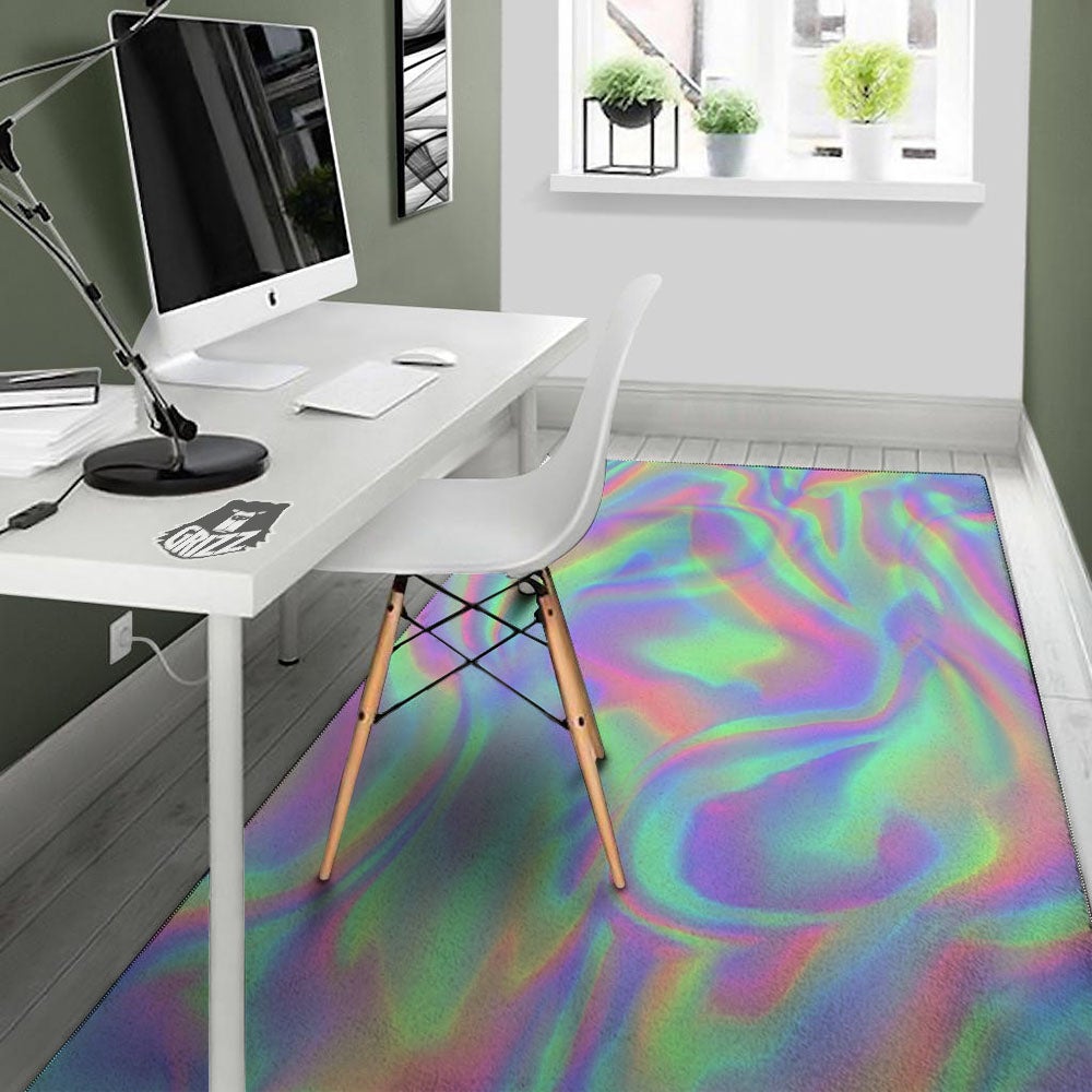 Trippy Psychedelic Holographic Print Floor Mat-grizzshop