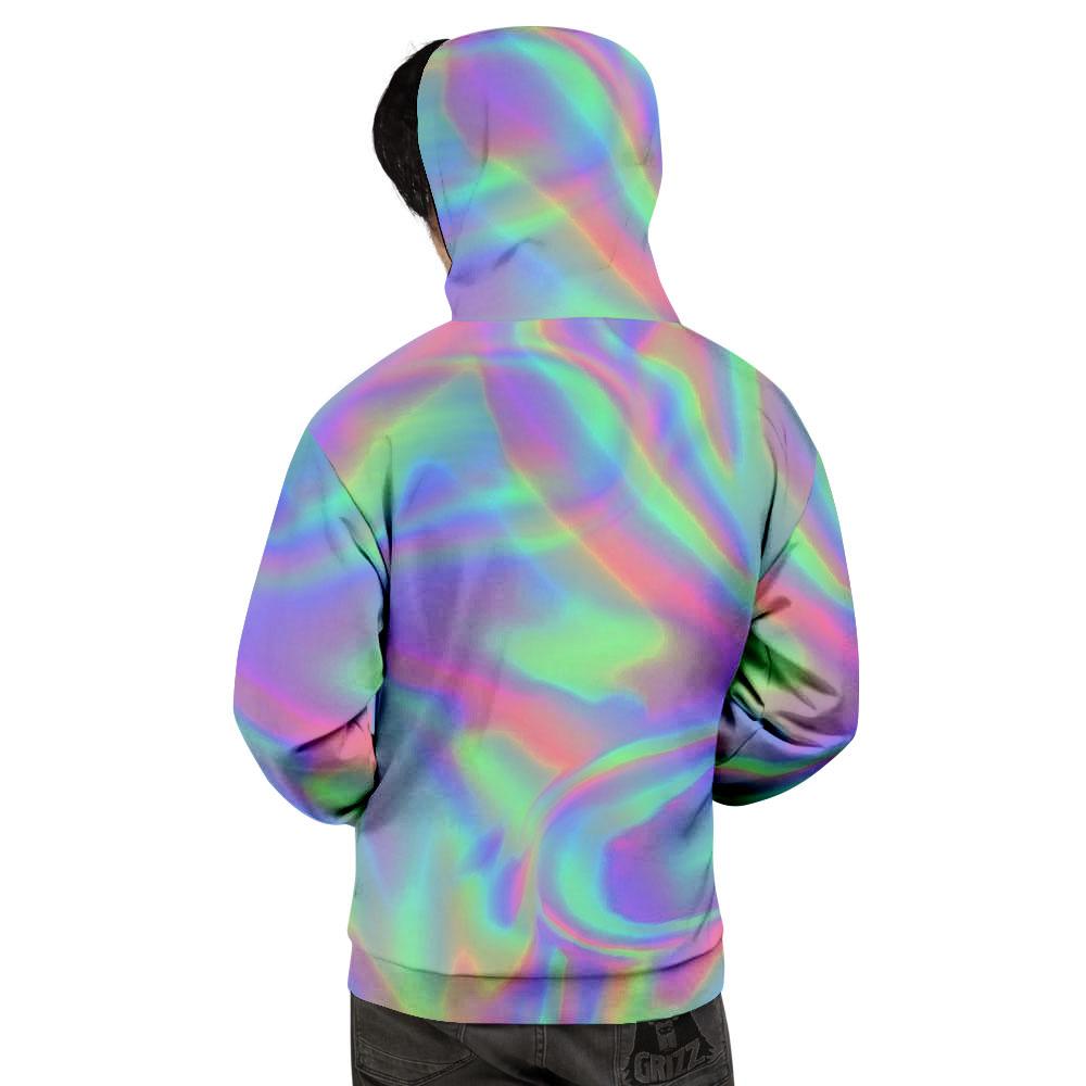 Trippy Psychedelic Holographic Print Men's Hoodie-grizzshop