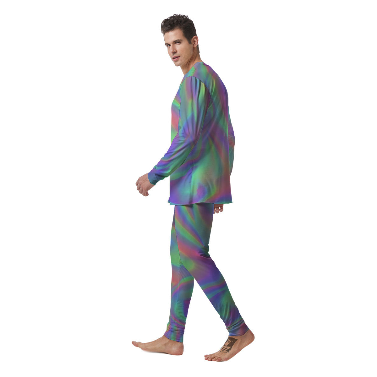 Trippy Psychedelic Holographic Print Men's Pajamas-grizzshop